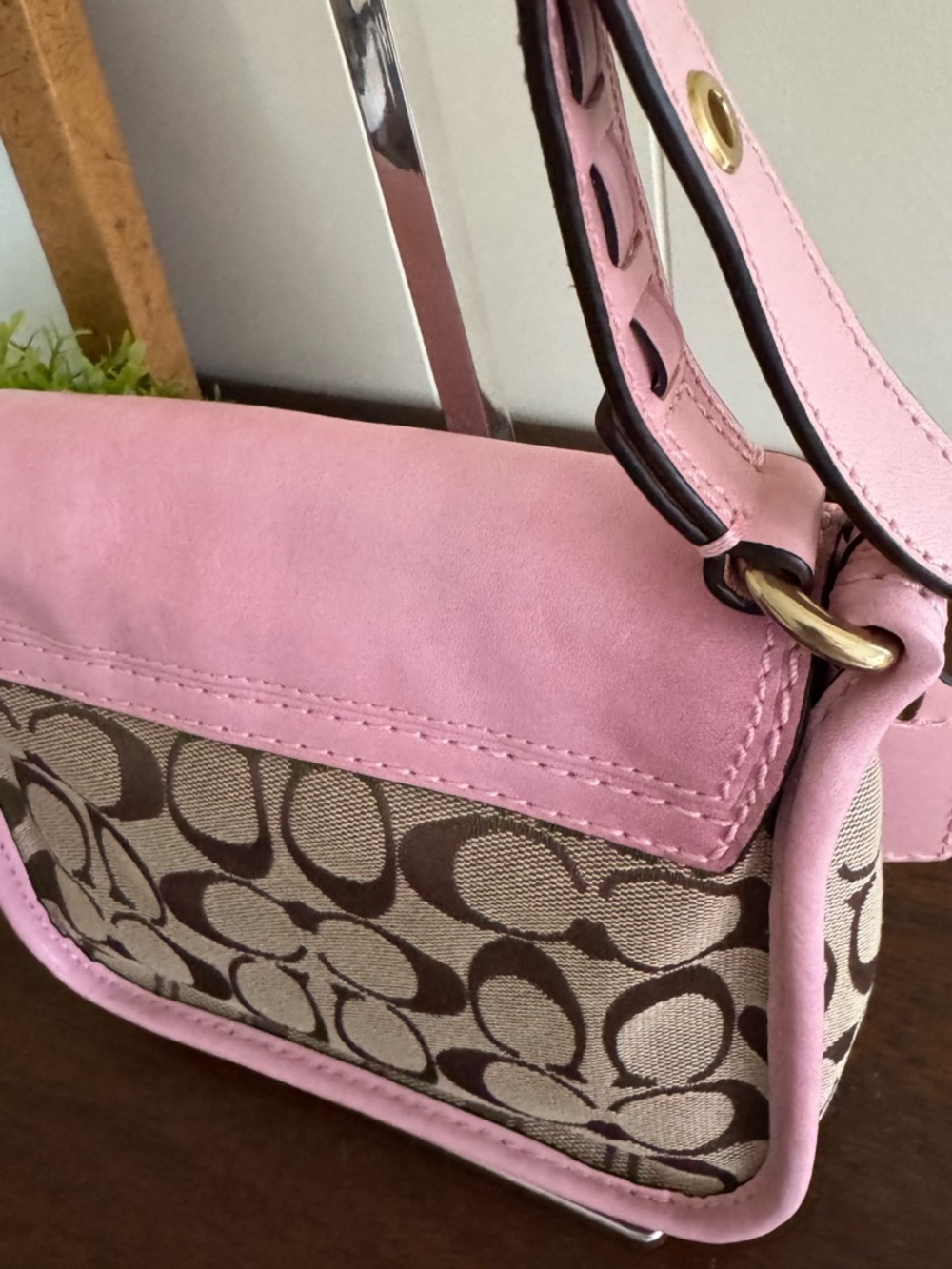 Coach Limited Edition Bleecker Signature Jenny Bag #11593 Pink/Khaki w/Scarf - Picture 6 of 15